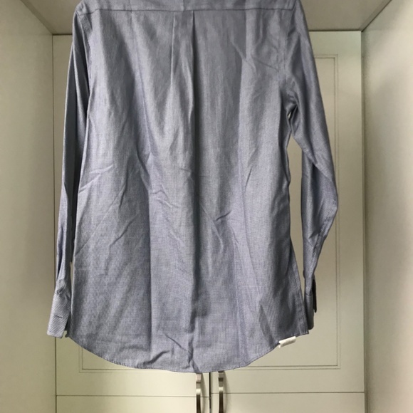 Michael Kors Dress Shirt 14 1/2 Navy Herringbone 💯 % Cotton Long Sleeve Slim - Picture 3 of 7